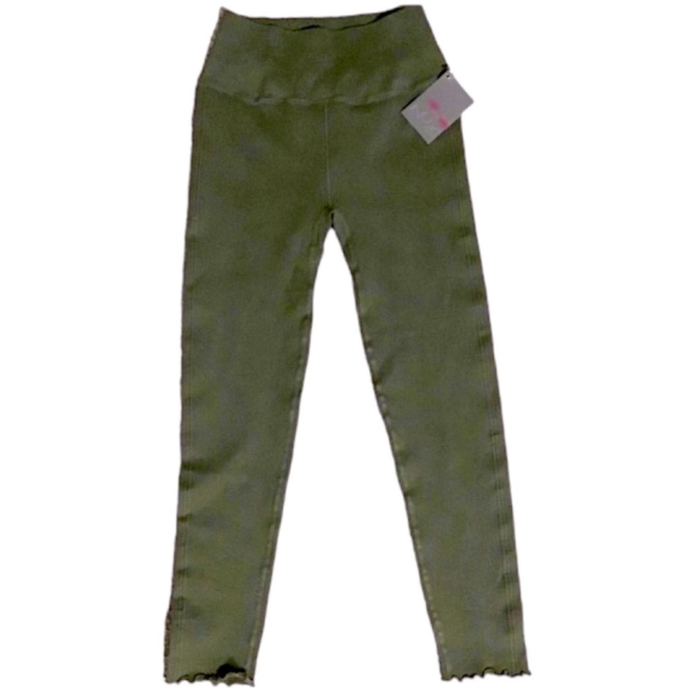 NWT NUX For the Frill High Rise Ribbed 7/8 Leggings Green Size M/L
